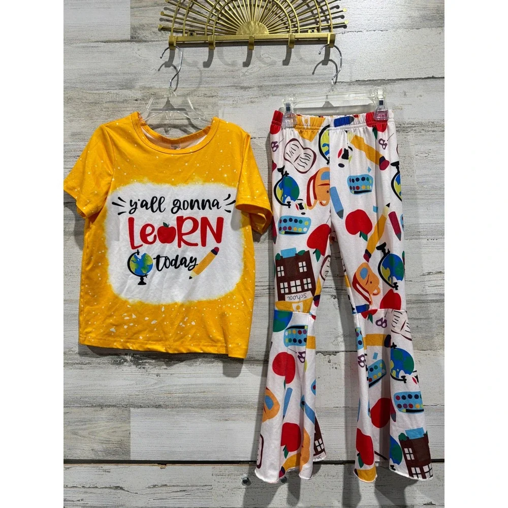 Back To School Girls Size 6 Yellow Y'all Gonna Learn Today School Core Set